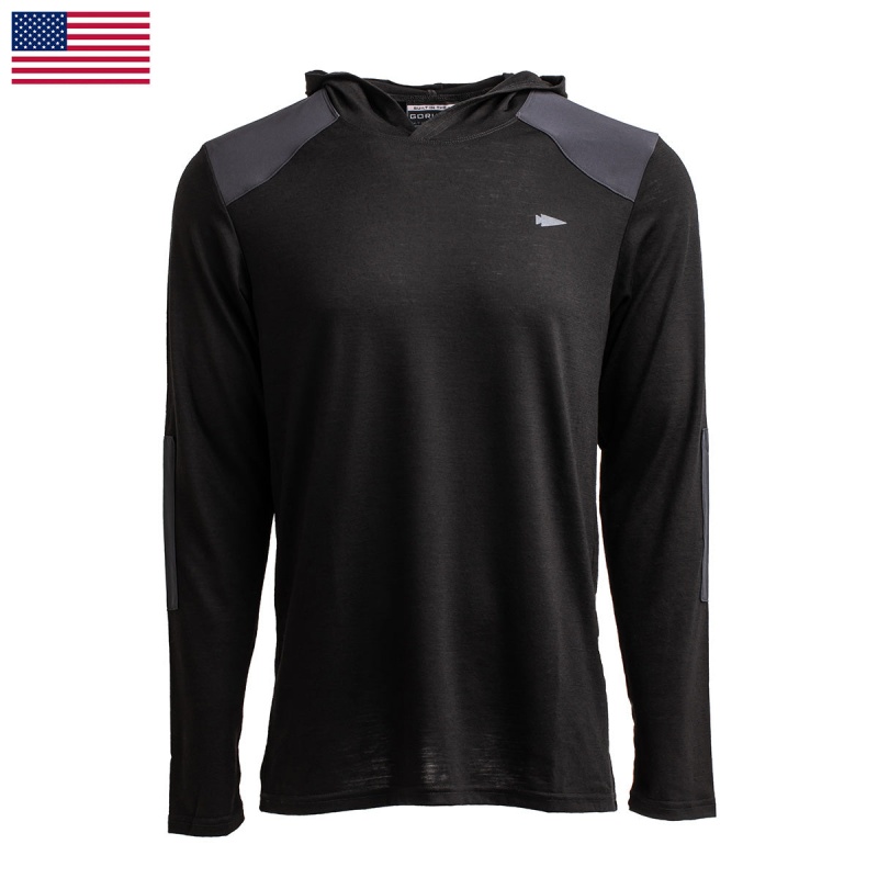 Goruck 24.7 Merino Wool Hoodie Tops Men Black | NL-372180-BJX