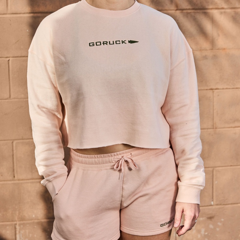 Goruck Cropped Embroidered Sweatshirt Women Pink / Green | NL-405786-HYQ