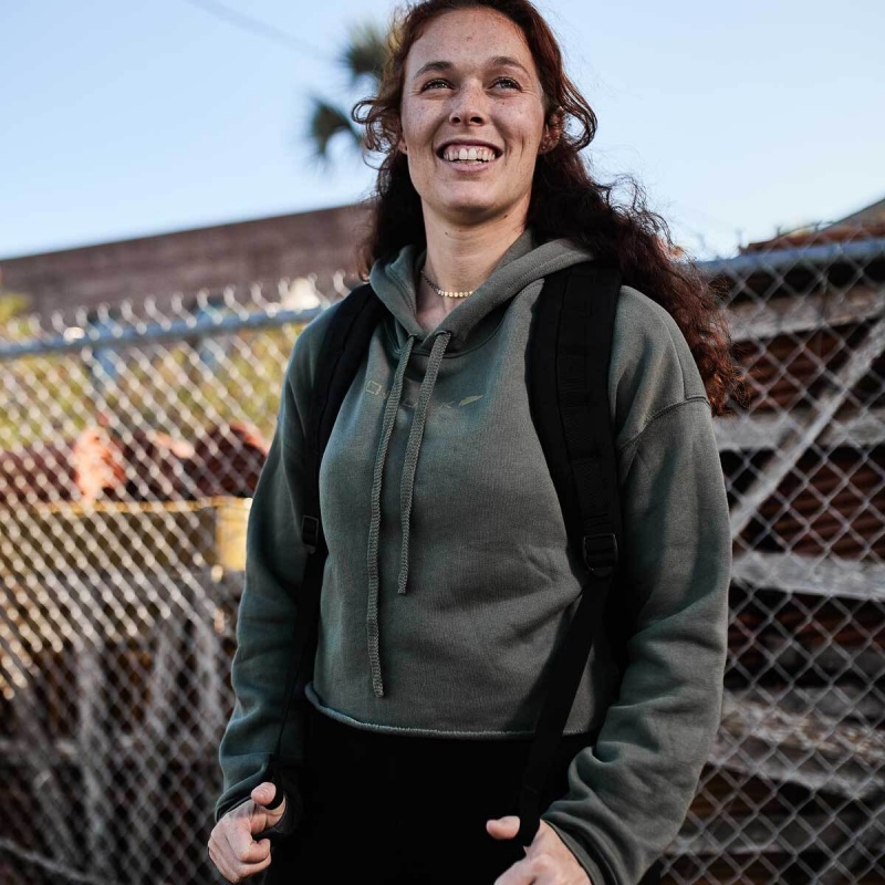 Goruck Cropped Hoodie Women Green | NL-381509-GZQ