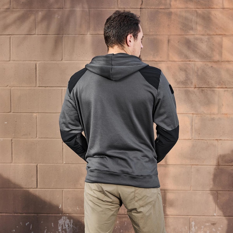 Goruck Indestructible Grid Fleece Full Zip Tops Men Grey / Black | NL-714908-LPK