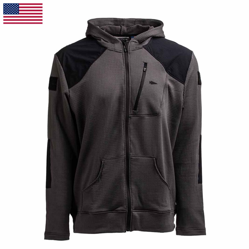 Goruck Indestructible Grid Fleece Full Zip Tops Men Grey / Black | NL-714908-LPK