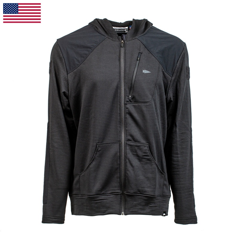 Goruck Indestructible Grid Fleece Full Zip Tops Men Black / Black | NL-315720-EUS